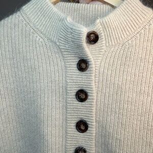 Orfeo Paris Cream Fuzzy Knit Henley Sweater Wool Blend Gaspard